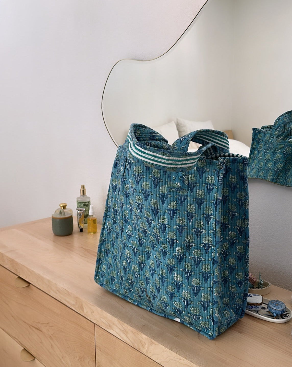 Quilted Block Print Tote