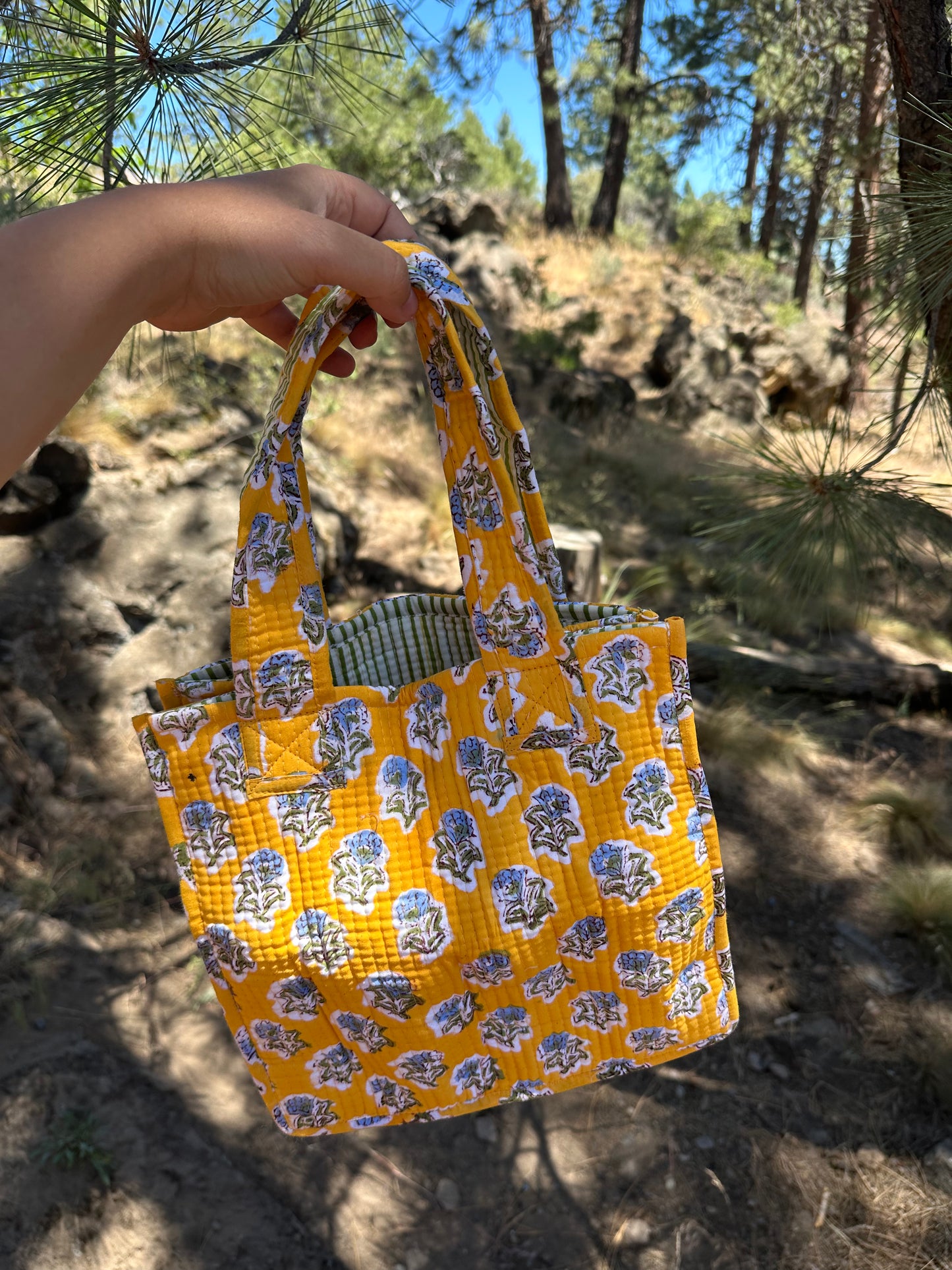 Quilted Block Print Tote