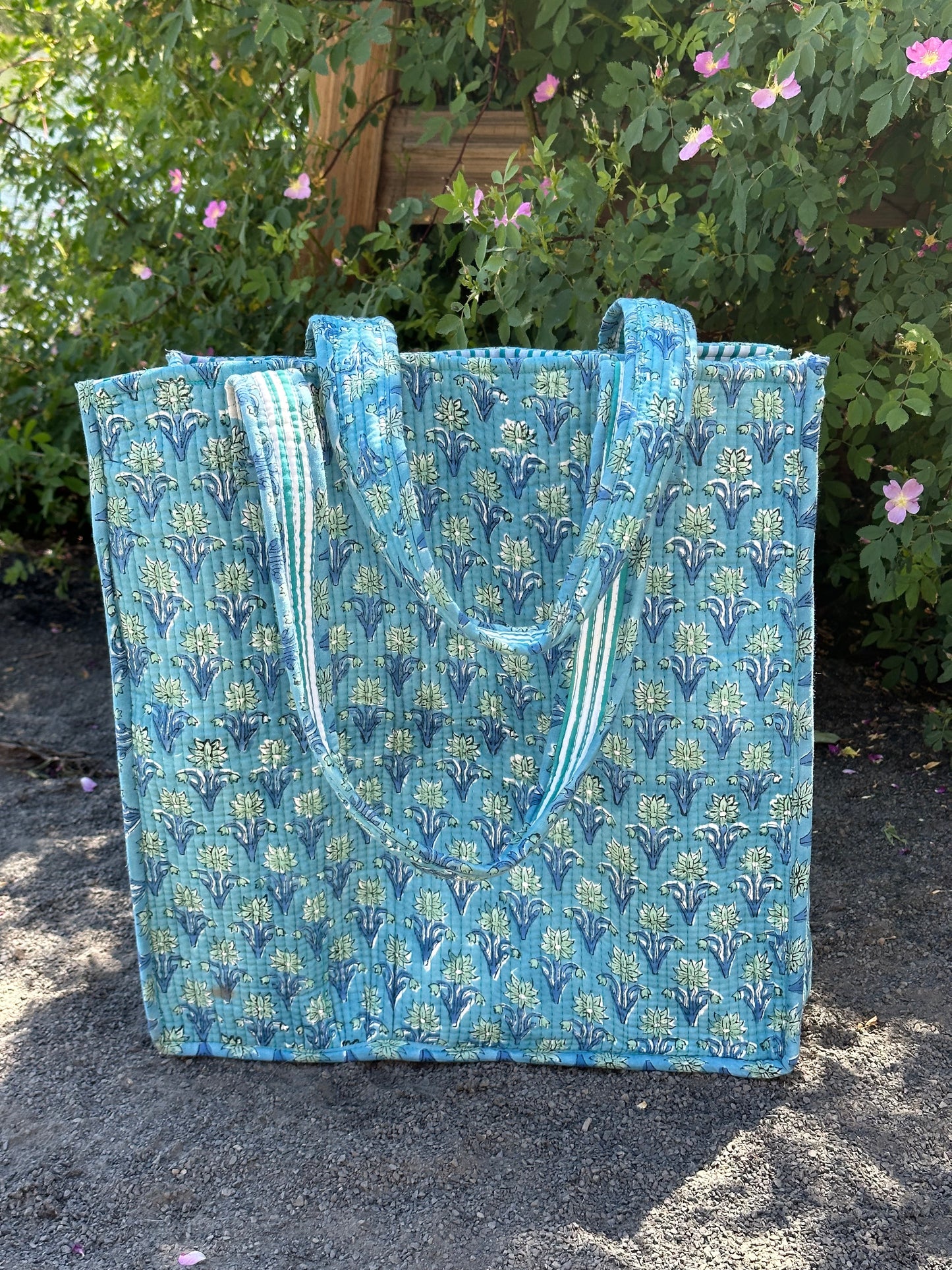 Quilted Block Print Tote