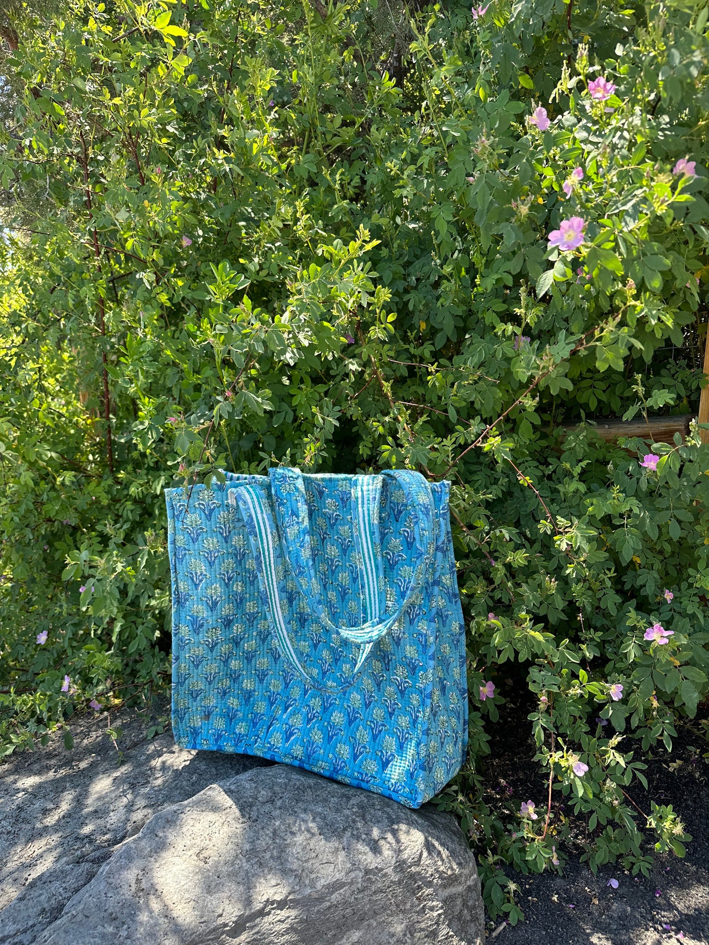 Quilted Block Print Tote