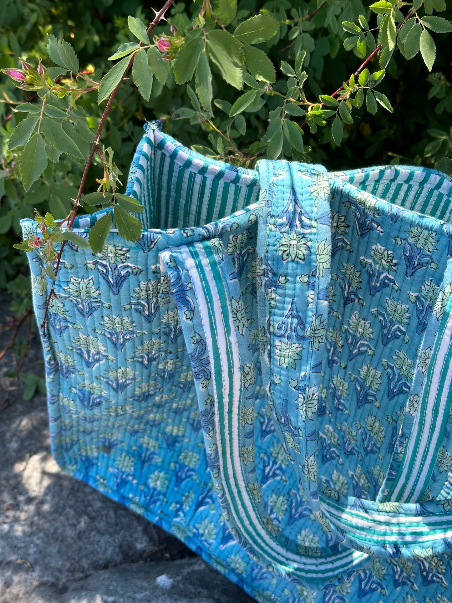 Quilted Block Print Tote