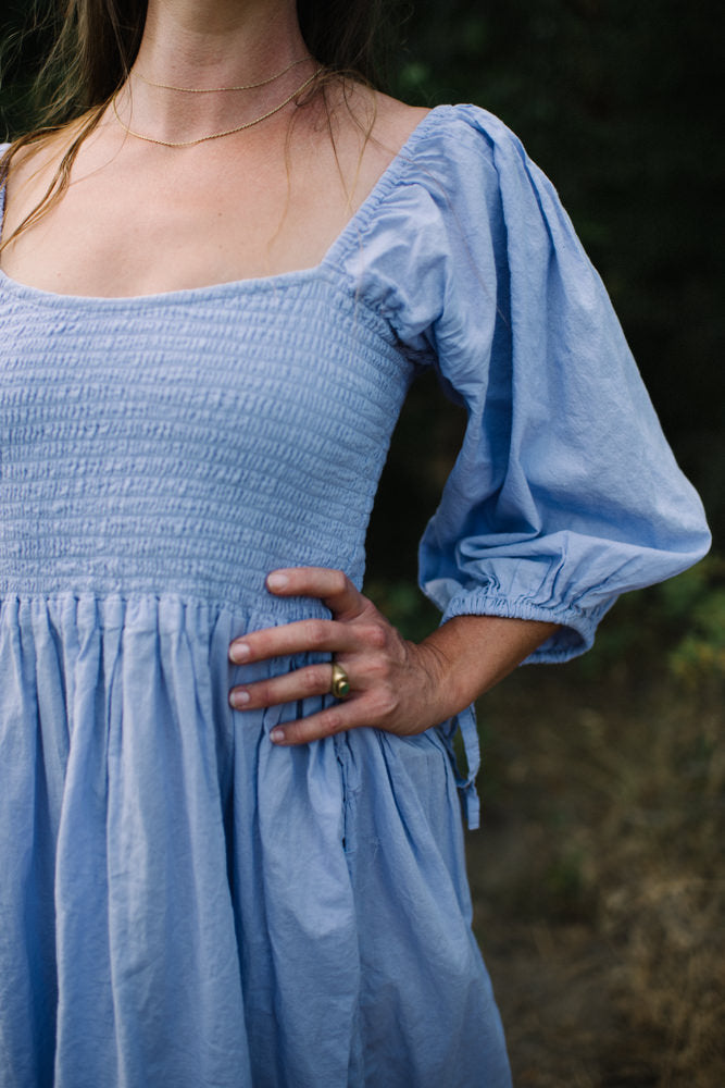 Smocked Puff Sleeve Dress