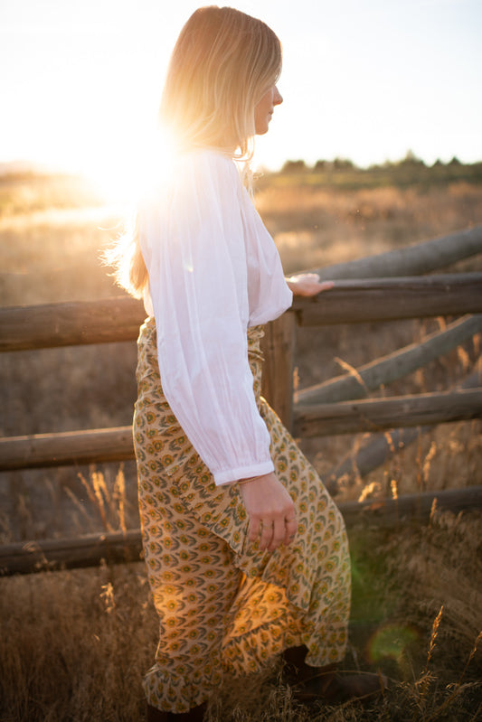 Printed Ruffle Wrap Skirt