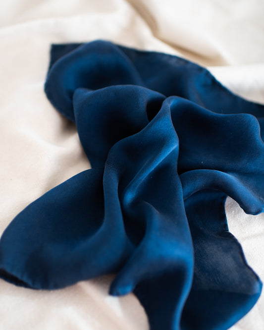 Deep Indigo Ink Silk Scarf